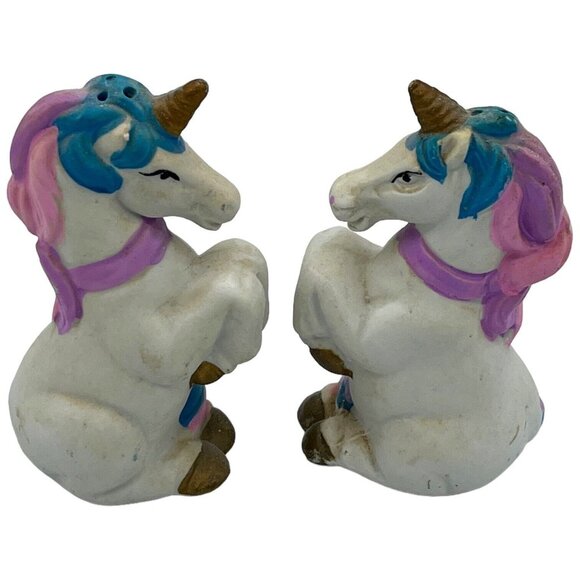 Porcelain Ceramic Pastel Unicorn Salt and Pepper Shaker Set Fantasy Collectible - Picture 7 of 9